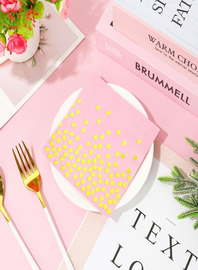 وولاين مجموعة مناديل كوكتيل وردية فاقعة من والين، 100 قطعة، لعيد الحب، 3 مناديل ورقية متدرجة الألوان باللون الوردي مع نقاط ذهبية، مناديل عشاء للاستخدام مرة واحدة، مثالية لتزيين موائد حفلات الزفاف وأعياد الميلاد، مقاس 5 × 5 بوصة - Image 5